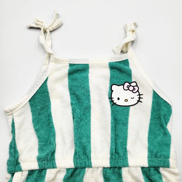 Grayson Mini Hello Kitty Sporty Green & White Striped Romper Toddlers Girls 2T - Picture 3 of 7